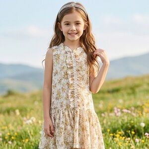 NWT Trish Scully Child dress Sz 10 Floral sleeveless cottagecore Easter dress